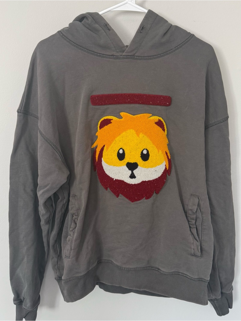 RawGear Gray Lion Graphic Oversized Hoodie